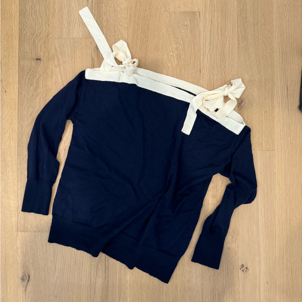 J.Crew open shoulder tie sweater
